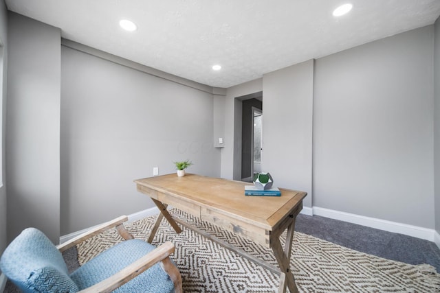 office area with baseboards and recessed lighting