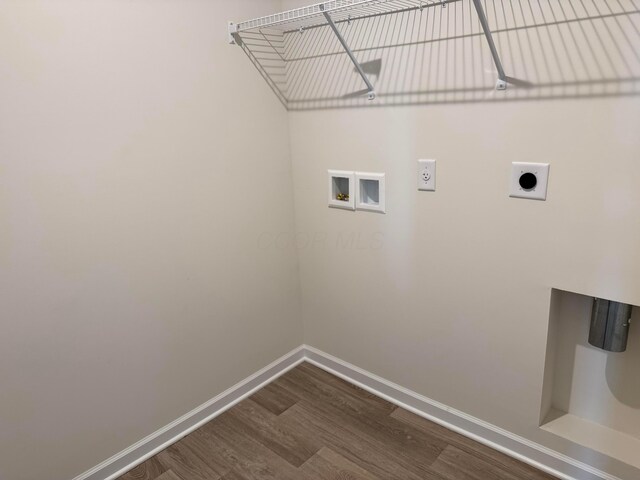 280 Dowler Dr Lot 349, South Bloomfield, OH 43103 - washroom with electric dryer hookup, dark wood-style flooring, and washer hookup