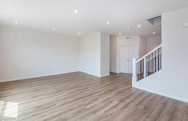 280 Dowler Dr Lot 349, South Bloomfield, OH 43103 - spare room with light wood-style floors, stairway, and recessed lighting