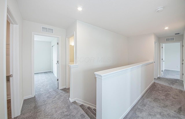 280 Dowler Dr Lot 349, South Bloomfield, OH 43103 - hall featuring carpet flooring, an upstairs landing, and recessed lighting