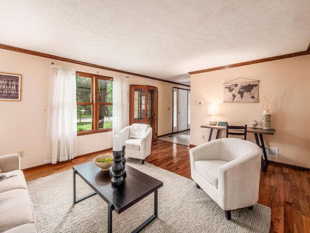 162 Juniper Ave, Westerville, OH 43081 - living area with crown molding, wood finished floors, french doors, and a textured ceiling
