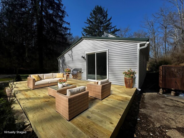 9808 Alderman Rd, Millfield, OH 45761 - wooden terrace with outdoor lounge area and grilling area