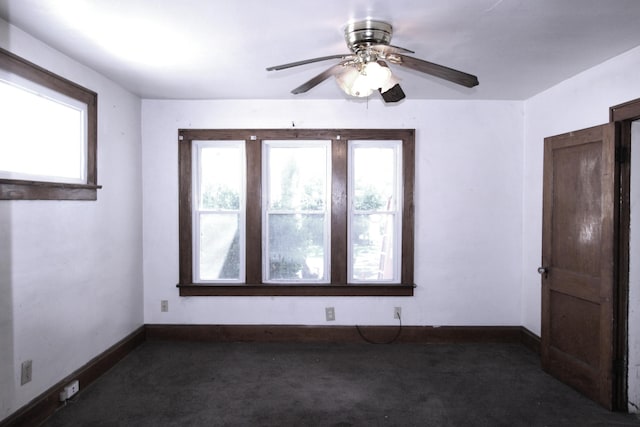 1256 S Champion Ave, Columbus, OH 43206 - unfurnished room with dark carpet, baseboards, and a ceiling fan