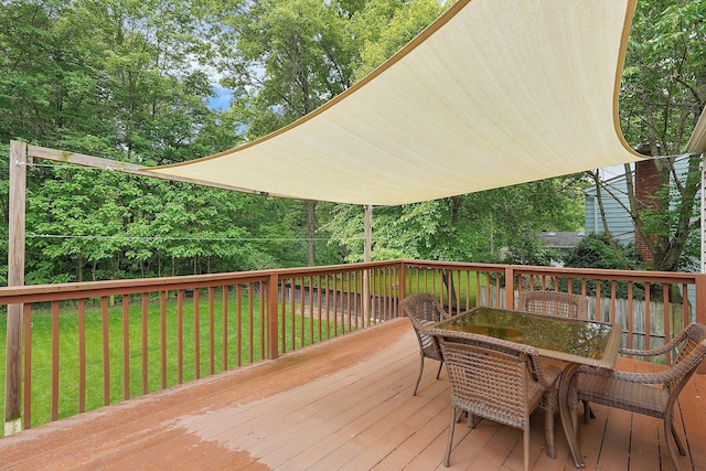 572 Sycamore Dr, Pickerington, OH 43147 - wooden terrace with outdoor dining space and a lawn
