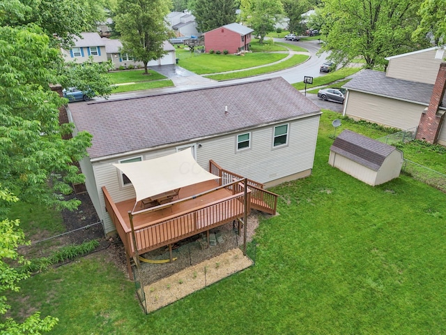 572 Sycamore Dr, Pickerington, OH 43147 - rear view of property featuring a wooden deck, a lawn, and a shingled roof