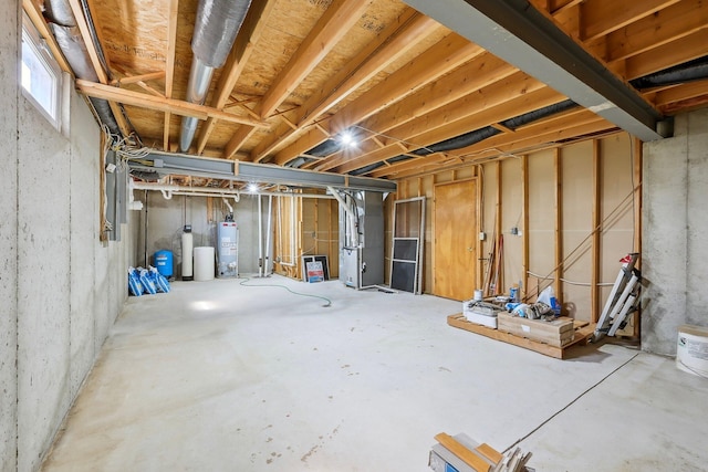 below grade area with gas water heater and heating unit