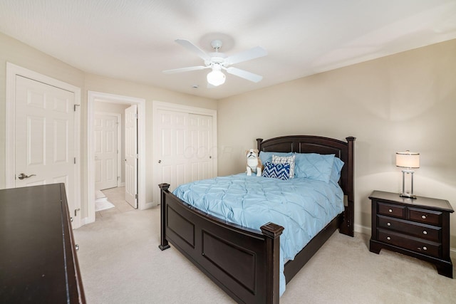 4568 Hickory Rock Dr, Powell, OH 43065 - bedroom with light colored carpet, a closet, a ceiling fan, and baseboards