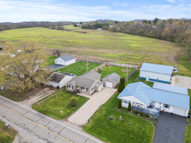 drone / aerial view with a rural view