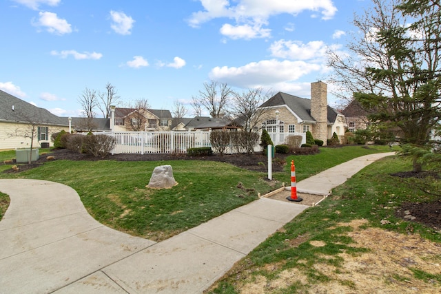 surrounding community featuring fence and a lawn