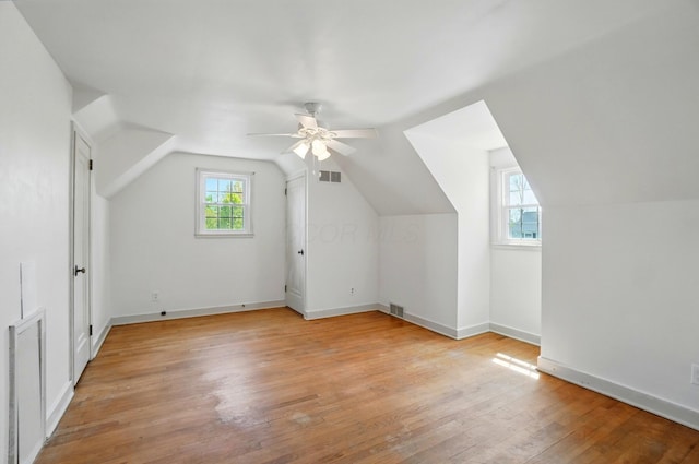 1800 Timberline Dr, Springfield, OH 45504 - additional living space featuring ceiling fan, vaulted ceiling, light wood-type flooring, and visible vents