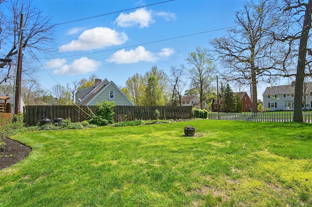 1800 Timberline Dr, Springfield, OH 45504 - view of yard featuring a fenced backyard and a fire pit