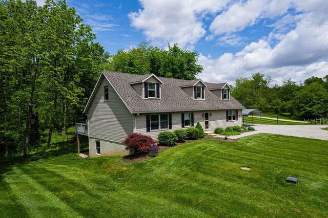 3040 Lafayette Plain City Rd, London, OH 43140 - cape cod home with driveway, a front yard, and a shingled roof