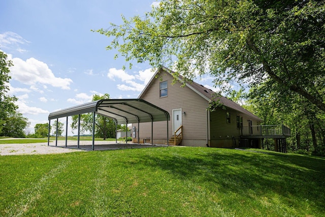 3040 Lafayette Plain City Rd, London, OH 43140 - back of house with driveway, a yard, and a carport