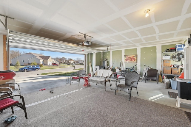 garage with a garage door opener