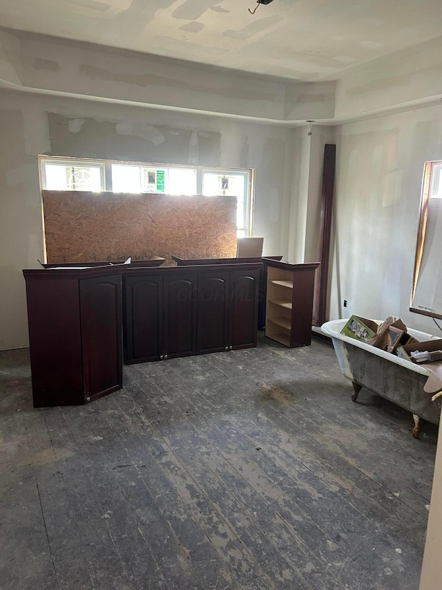 interior space with dark wood-style flooring and multiple windows