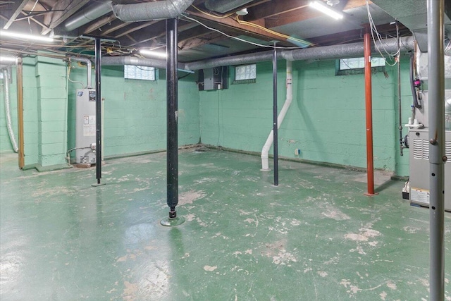 unfinished basement with water heater