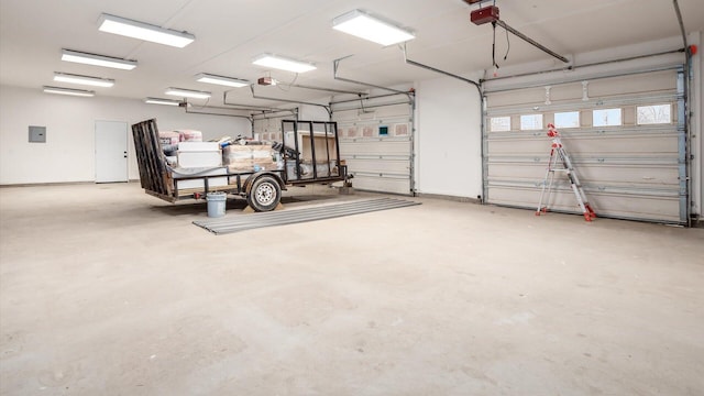 garage with a garage door opener