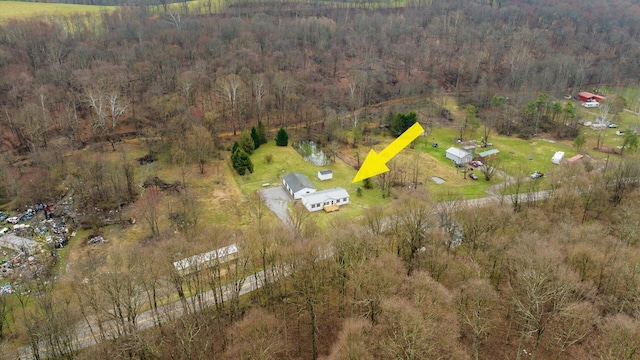 aerial view with a forest view