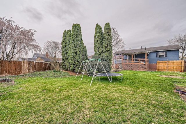 3104 Lewis Rd, Columbus, OH 43207 - fenced backyard with a trampoline and a deck