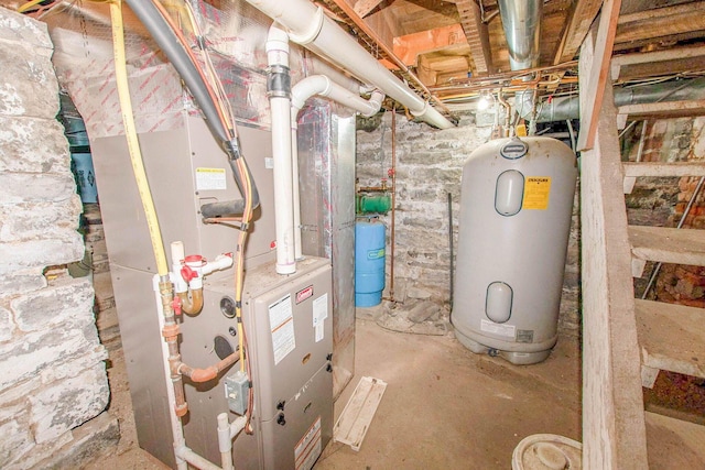 utilities with water heater and heating unit