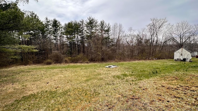 view of yard featuring an outbuilding
