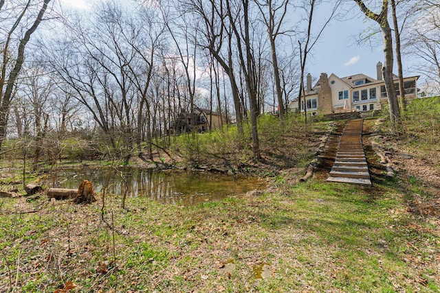 view of yard with stairway