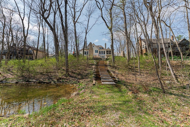 view of yard featuring stairs