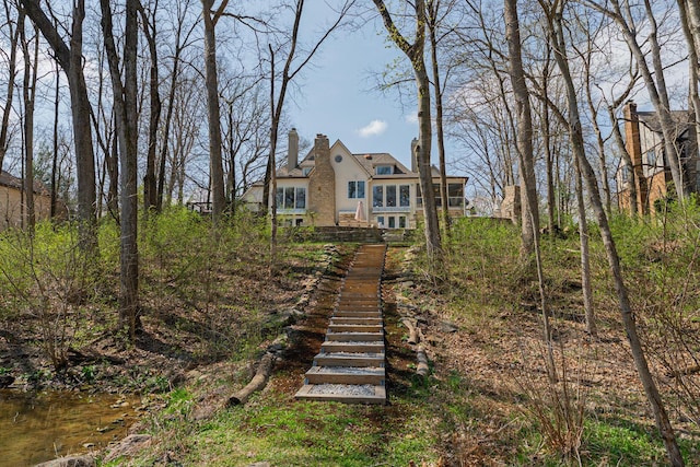 exterior space featuring stairway