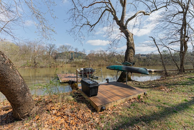 view of dock featuring a water view