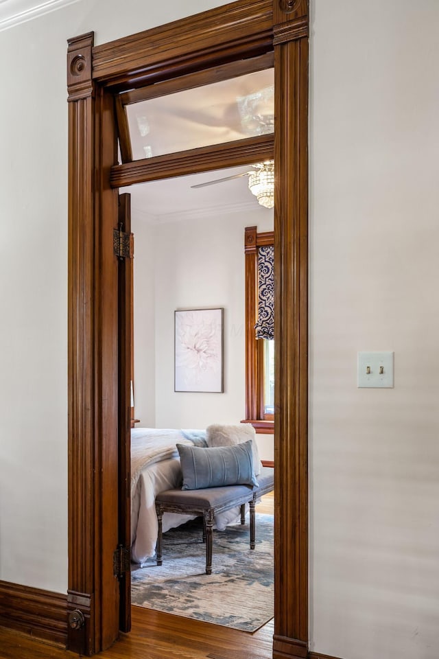 160 E Moler St, Columbus, OH 43207 - hall with ornamental molding and wood finished floors