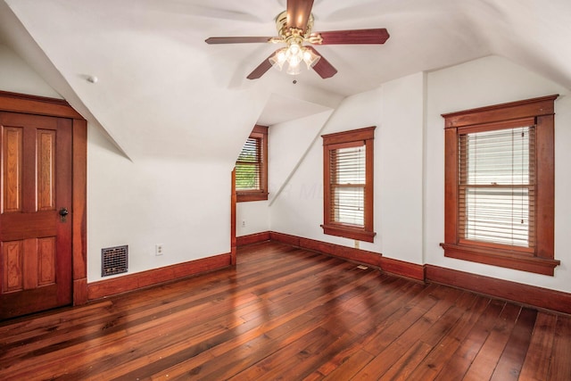 160 E Moler St, Columbus, OH 43207 - bonus room with vaulted ceiling, ceiling fan, hardwood / wood-style flooring, and baseboards
