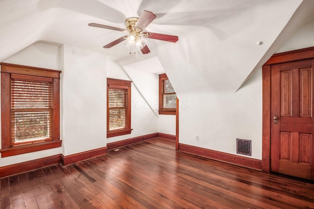 160 E Moler St, Columbus, OH 43207 - bonus room with lofted ceiling, wood-type flooring, baseboards, and a ceiling fan