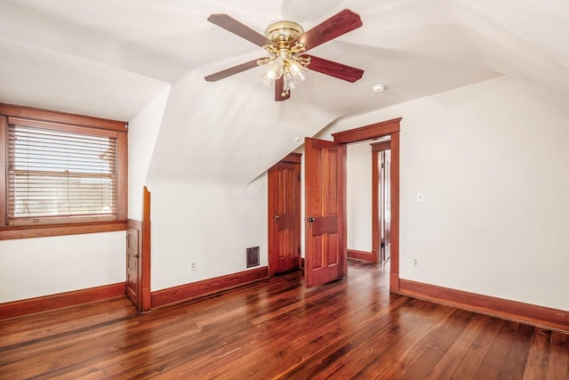 160 E Moler St, Columbus, OH 43207 - additional living space featuring lofted ceiling, baseboards, hardwood / wood-style floors, and ceiling fan