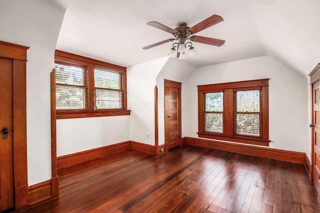 160 E Moler St, Columbus, OH 43207 - bonus room with lofted ceiling, hardwood / wood-style floors, a ceiling fan, and baseboards