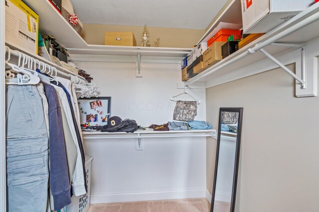 walk in closet featuring carpet