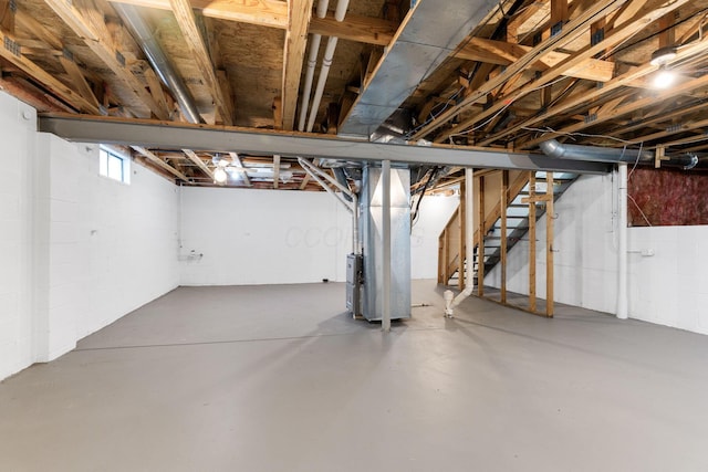632 Tall Oaks Dr, Gahanna, OH 43230 - basement featuring heating unit and stairs
