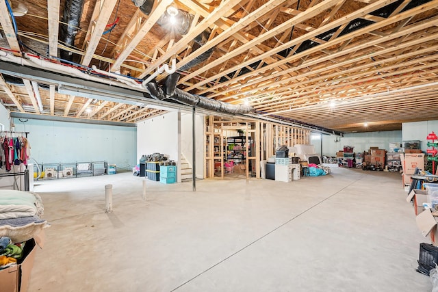 unfinished below grade area with stairs