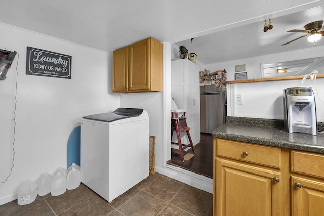 28 Elm St, Kingston, OH 45644 - laundry area with ceiling fan and cabinet space