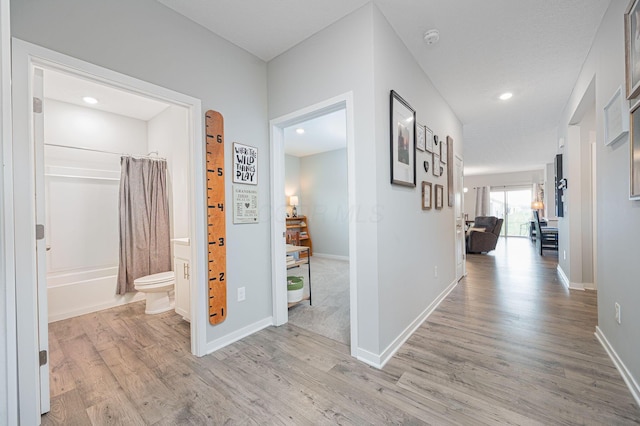 458 Madison Way, Plain City, OH 43064 - corridor with baseboards, light wood-type flooring, and recessed lighting