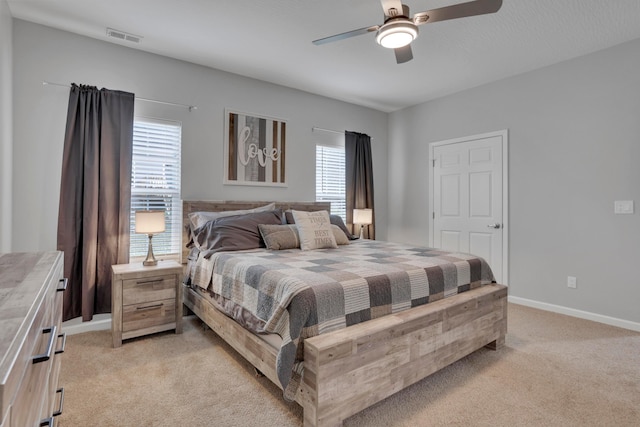 13334 Pine Rd NE, Thornville, OH 43076 - bedroom featuring light colored carpet and ceiling fan
