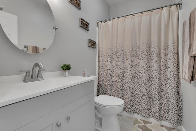 13334 Pine Rd NE, Thornville, OH 43076 - bathroom with vanity, curtained shower, and tile patterned flooring
