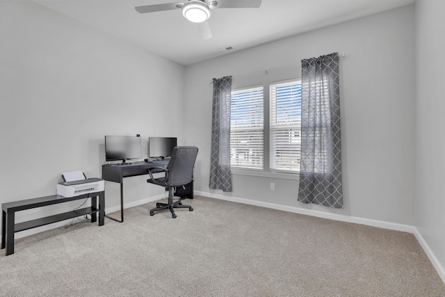 13334 Pine Rd NE, Thornville, OH 43076 - carpeted office space with ceiling fan and baseboards