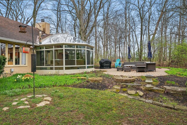 397 E Schrock Rd, Westerville, OH 43081 - view of yard featuring a sunroom and a patio