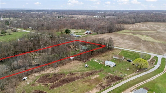 bird's eye view featuring a rural view