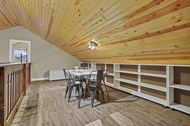 18738 State Route 327, Laurelville, OH 43135 - dining area with baseboards, wood finished floors, vaulted ceiling, and wood ceiling