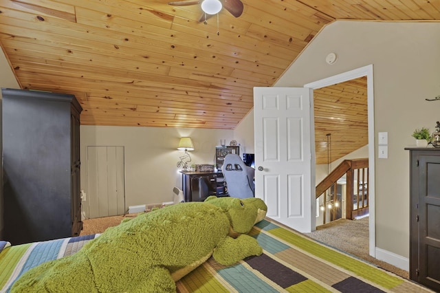 18738 State Route 327, Laurelville, OH 43135 - carpeted bedroom featuring baseboards, lofted ceiling, and wooden ceiling