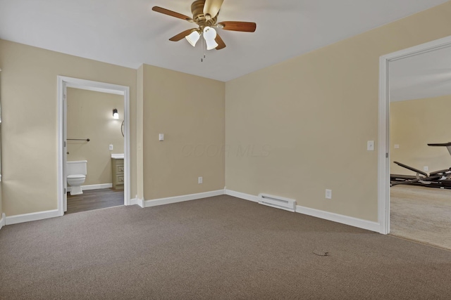 18738 State Route 327, Laurelville, OH 43135 - unfurnished bedroom with baseboards, ceiling fan, carpet floors, and ensuite bathroom
