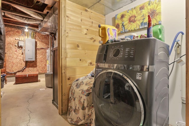 1335 Mingo Rd, Chillicothe, OH 45601 - laundry area featuring electric panel and washer / clothes dryer