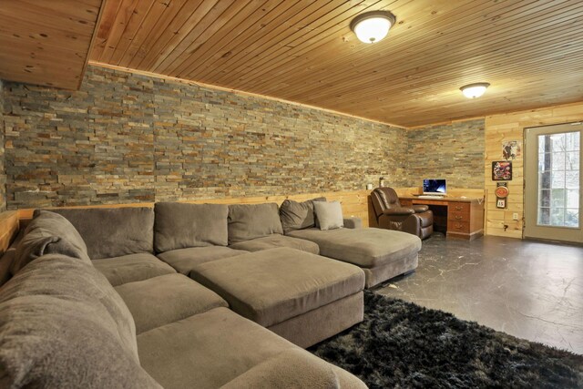 1335 Mingo Rd, Chillicothe, OH 45601 - living area with wood ceiling and finished concrete floors