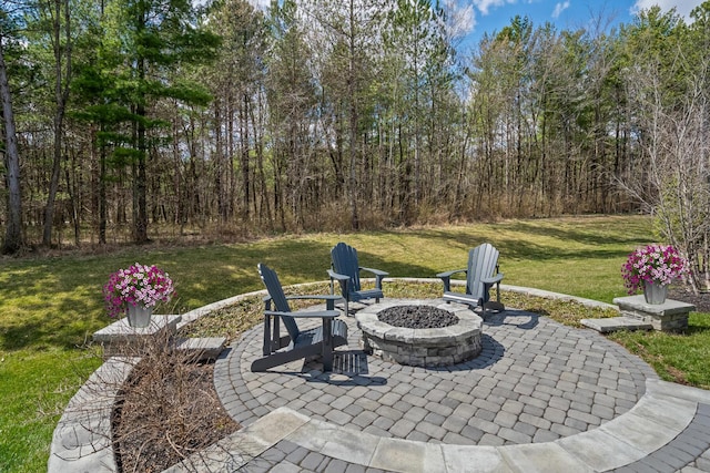 11061 Kingfisher Pl, Plain City, OH 43064 - view of patio with an outdoor fire pit